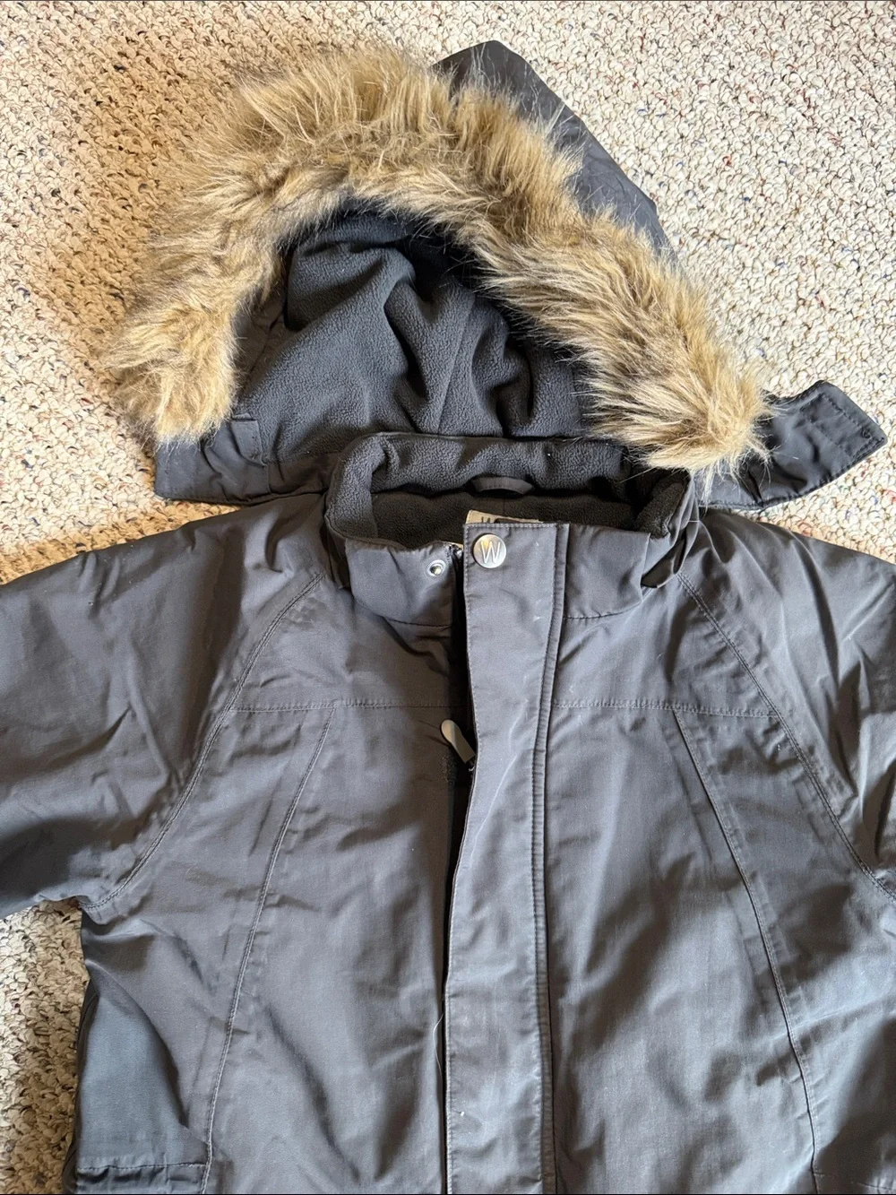 Kids Gray Winter Insulated Hooded One-Piece Snow Suit - Picture 3 of 12